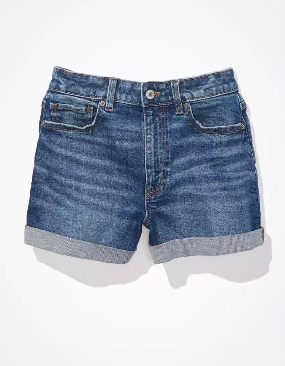 Shorts American Eagle AE Stretch Denim Mom Indigo Femme | SDR-21547613